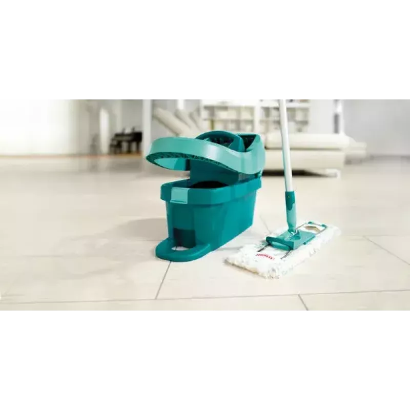 Leifheit 55045 Wet Microfiber – Flachwischmopp mit Mikrofaserbezug für die Bodenreinigung