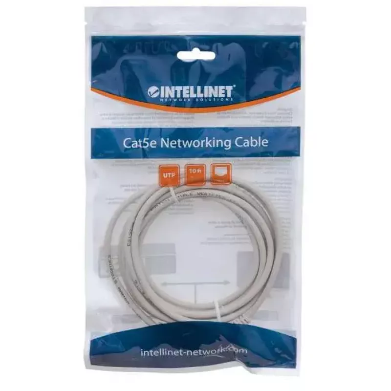 Patchkabel INTELLINET Cat5e U/UTP 3 m, Grau, CCA, RJ-45–RJ-45, 350 MHz