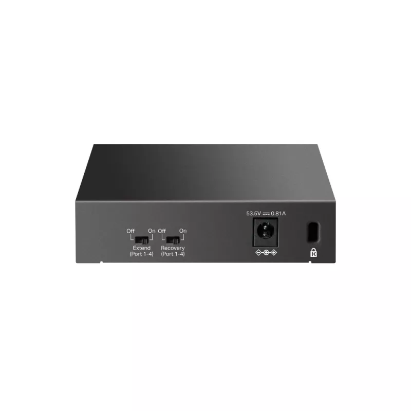 Unmanaged Switch TP-LINK LS105P, 5x Fast Ethernet (10/100) Ports, 4x PoE-Ports, 1 Gbit/s Switching-Kapazität, lüfterlos, schwarz