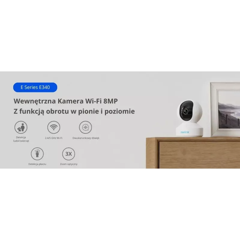 IP-Überwachungs-Bullet-Kamera Reolink E340 8MP, 4K (3480×2160), PoE/2,4/5 GHz Wi‑Fi, microSD, IP67, 30 fps