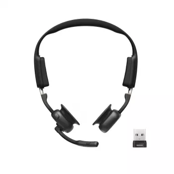 SHOKZ OpenMeet UC Kabelloser Bluetooth-Knochenleitungs-Videokonferenz-Headset mit USB-A-Adapter