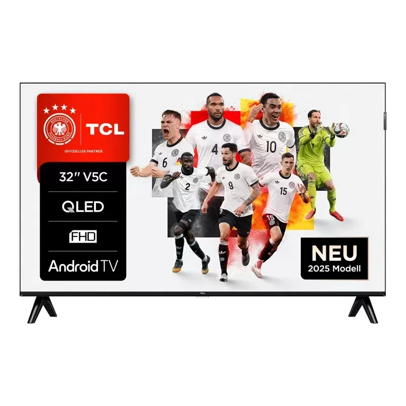 TCL 32V5C 32 Zoll QLED Full HD Smart TV, Android TV, 1920×1080, 60Hz, 2×HDMI, Wi‑Fi, Bluetooth, 20W, Schwarz