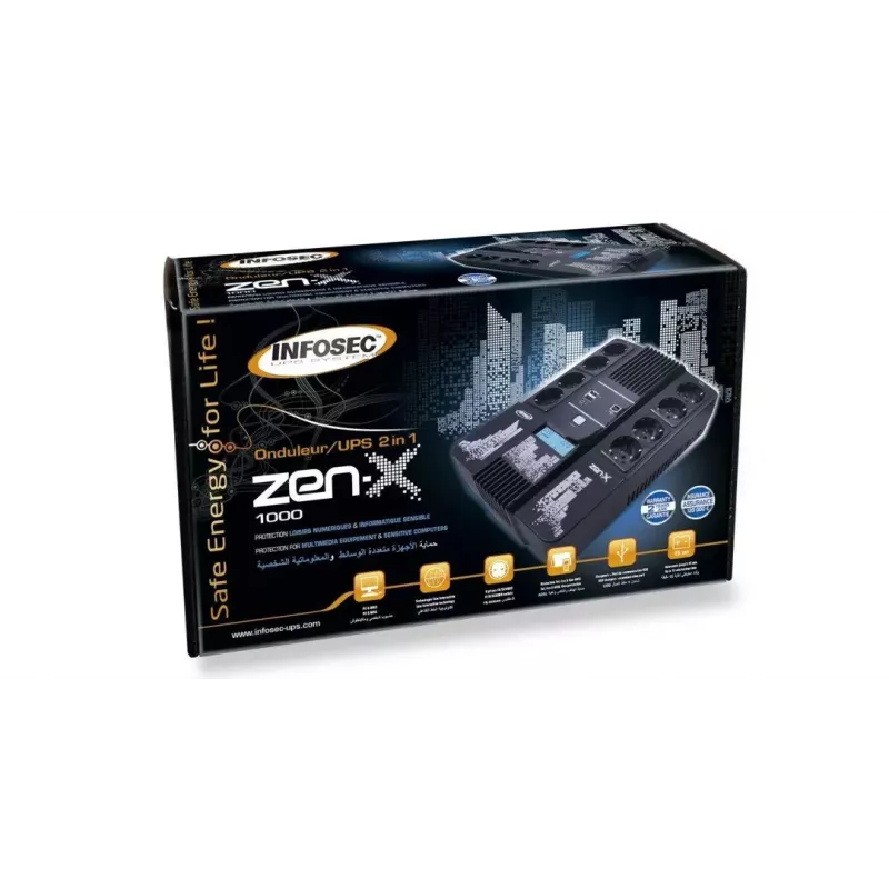 Unterbrechungsfreie Stromversorgung USV Infosec Zen-X 1000 1 kVA 600 W 8 AC-Ausgänge