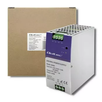 DIN rail power supply QOLTEC 50999, 240W, 48V DC, 5A output