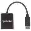 Manhattan DisplayPort 1.2 auf 2-Port DisplayPort 1.2 Splitter-Hub mit MST, 4K@30Hz, USB-A-Stromversorgung, Videowandfunktion, Schwarz, MST = Multi-Stream-Transport, 3 Jahre Garantie