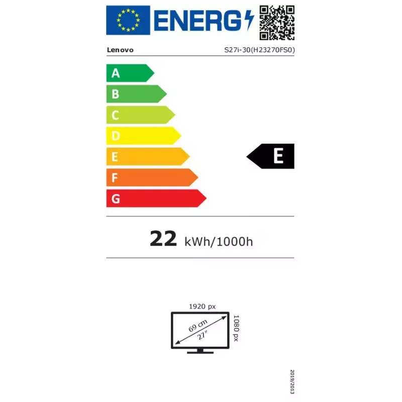 Monitor Lenovo ThinkVision S27i-30 27 Zoll Full HD IPS LED 1920×1080, 100 Hz, 300 cd/m², 6 ms, HDMI x2, VESA 100×100