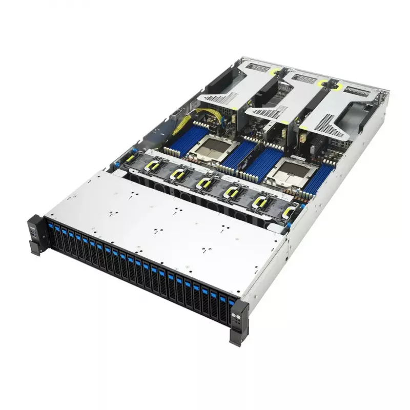 Server-Rack-Plattform ASUS RS720A-E13-RS24G 2U AMD, 24x 2,5-Zoll-Einschübe, 2x SP5 CPU, 24 DIMM DDR5, max. 3 TB, Aspeed AST2600