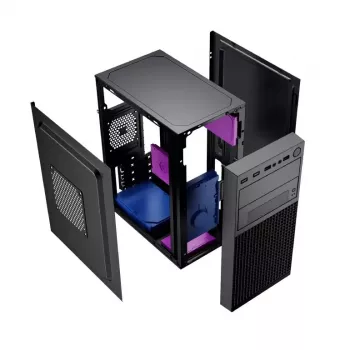 PC-Gehäuse GEMBIRD Fornax K300 Mini Tower — Mini-ITX/Micro ATX, SPCC, 2,17 kg, USB 3.2, 1x2,5-Zoll-Schacht, 4 Erweiterungssteckplätze