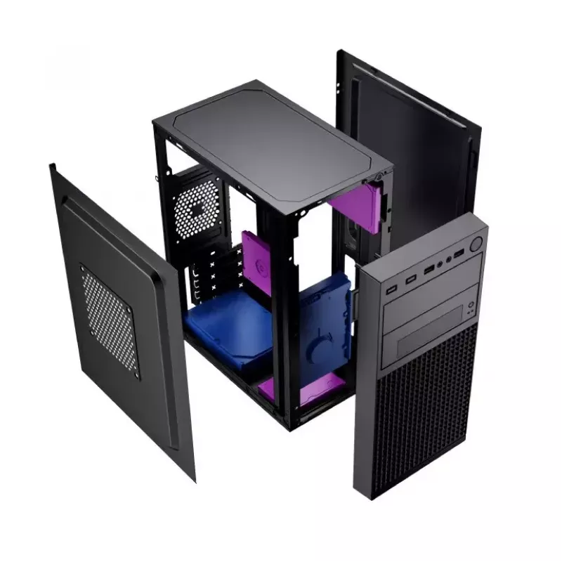 PC-Gehäuse GEMBIRD Fornax K300 Mini Tower — Mini-ITX/Micro ATX, SPCC, 2,17 kg, USB 3.2, 1x2,5-Zoll-Schacht, 4 Erweiterungssteckplätze