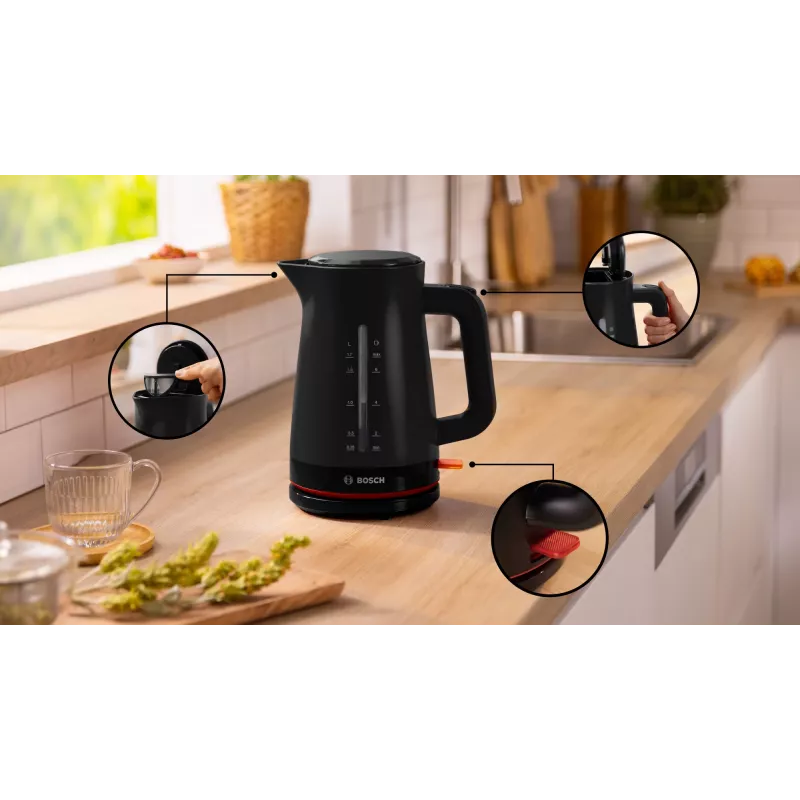 Elektro-Wasserkocher Bosch MyMoment TWK3M123 — 1,7 L, 2400 W, schwarz