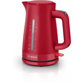 Elektrischer Wasserkocher Bosch TWK3M124, 1,7 l Kapazität, 2400 W, rot, verdecktes Heizelement
