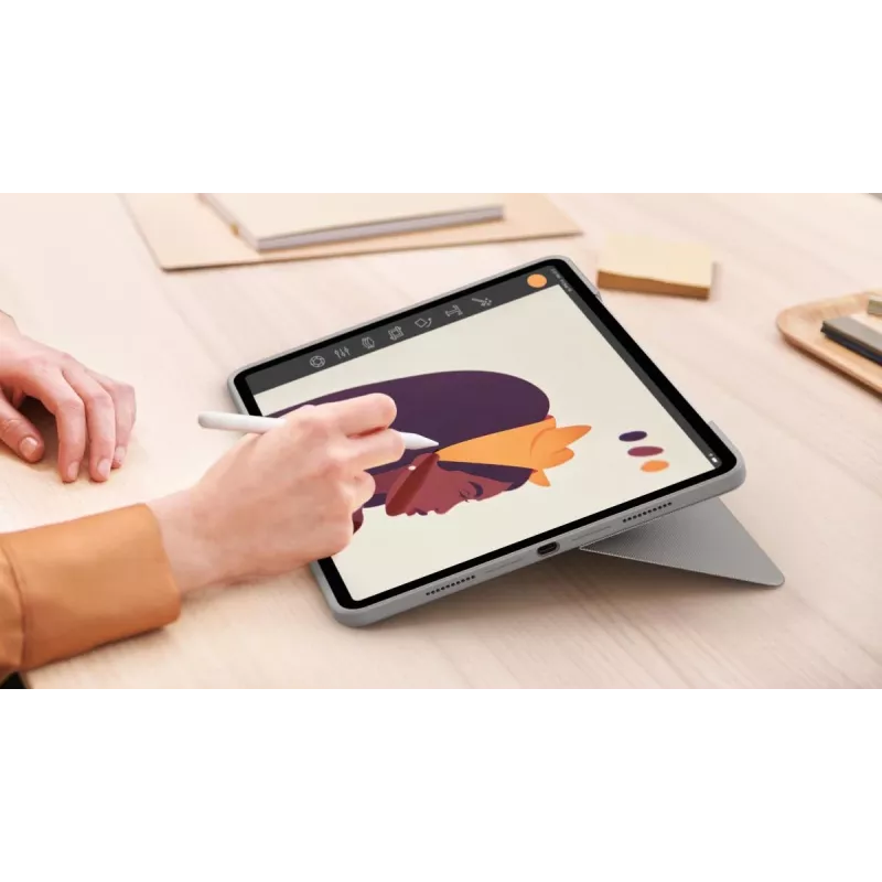 LOGITECH Combo Touch - Sand für iPad Pro 12.9 Zoll (5. Gen.) - US International QWERTY