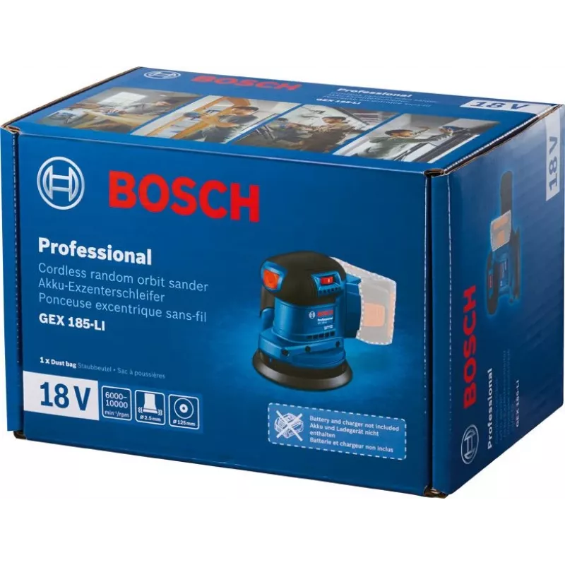 Bosch GEX 185-LI Professional Exzenterschleifer 10000 OPM Blau