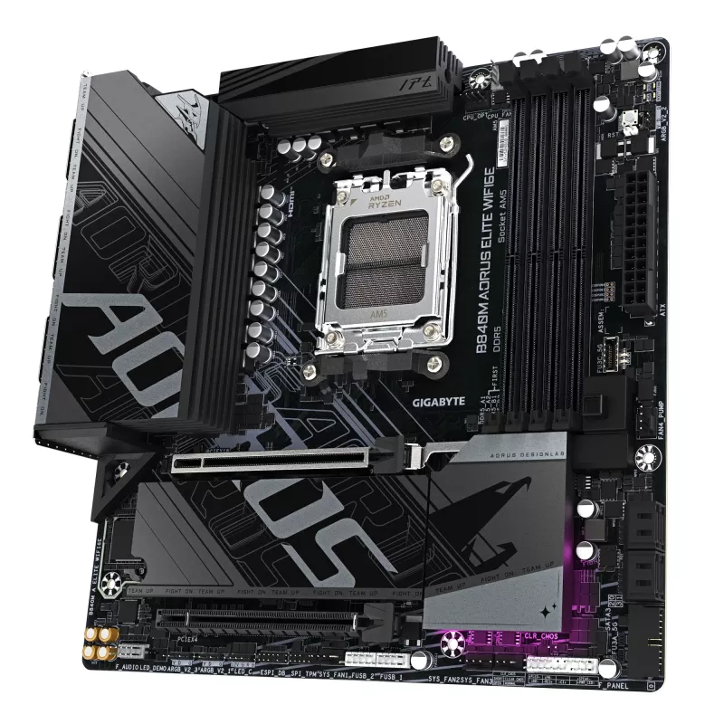 GIGABYTE B840M AORUS ELITE WIFI6E Mainboard - AMD Ryzen 9000 CPUs, 10+2+2 Phasen VRM, bis zu 8200MHz DDR5(O.C), 2xPCIe 4.0 M.2, Wi-Fi 6E, 2.5GbE LAN, USB 3.2 Gen 2