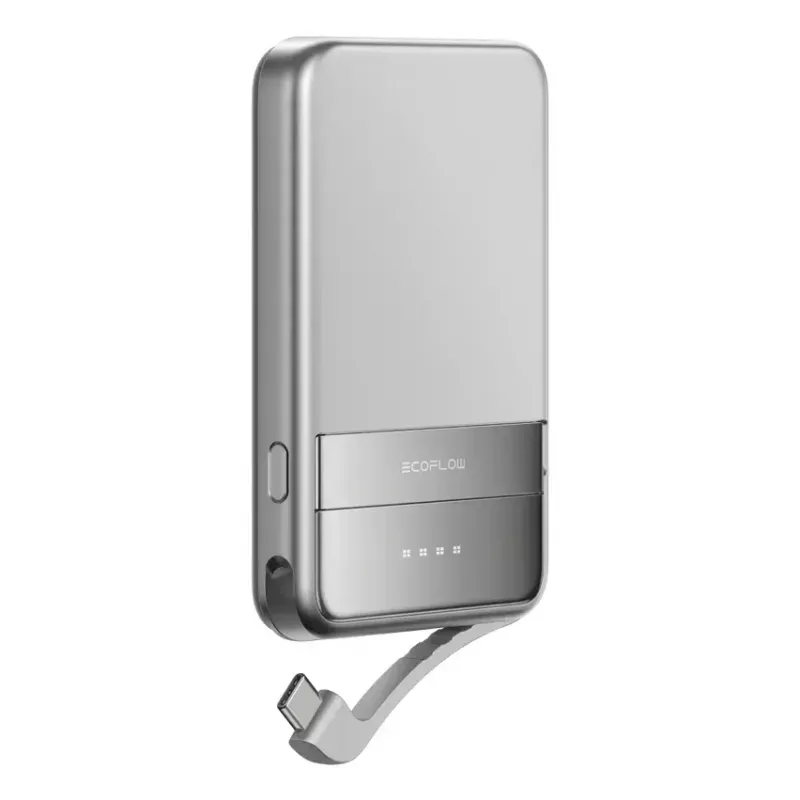 Power bank EcoFlow Rapid 5000 (Lithium-Ion 5000 mAh, PD fast charge, 30 W total, wireless, USB-C, Silver)