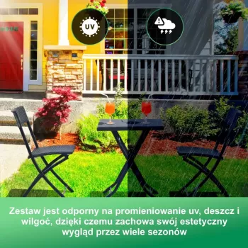 Gartenmöbel-Set Extralink L-0201P — 2 Stühle und schwarzer Tisch