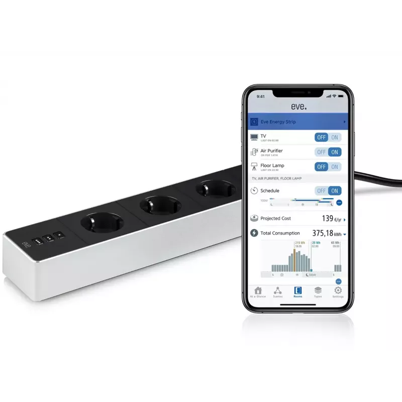 Power Strip Eve Energy Strip Schwarz Weiß 3 AC-Steckdose(n) 120-230 V 1,9 m