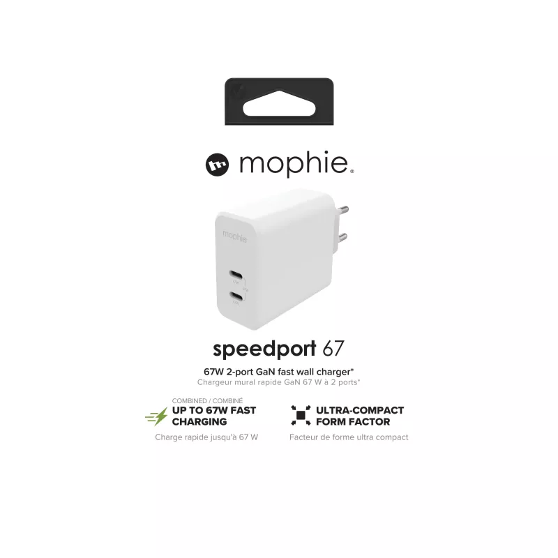mophie Accessories-Wandadapter-USB-C-PD-DUAL-67W-GAN-Weiß-EU (2xUSBC)