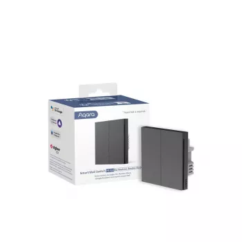 AQARA Smart Wall Switch H1 EU (ohne Neutralleiter, Doppeltaster) (WS-EUK02-G), Grau - ZigBee-Wandschalter mit Doppelrelais