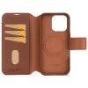 Decoded Abnehmbare Leder-Brieftaschen-Handyhülle für iPhone 16 Pro – Braun, echtes Leder, Mikrofaser, 6,3-Zoll-Bildschirm, 3 Kartenfächer