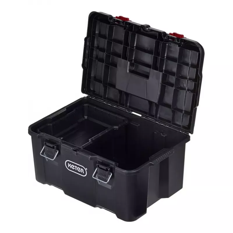 Stapelbare Aufbewahrungsboxen Keter 250927 — Set mit 3 stapelbaren Technopolymer-Organizern mit Rollen und Schloss, 525×694×411 mm, schwarz