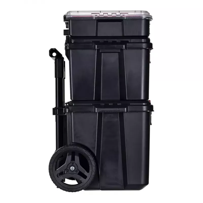 Stapelbare Aufbewahrungsboxen Keter 250927 — Set mit 3 stapelbaren Technopolymer-Organizern mit Rollen und Schloss, 525×694×411 mm, schwarz