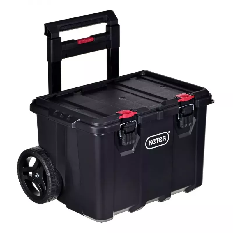 Stapelbare Aufbewahrungsboxen Keter 250927 — Set mit 3 stapelbaren Technopolymer-Organizern mit Rollen und Schloss, 525×694×411 mm, schwarz