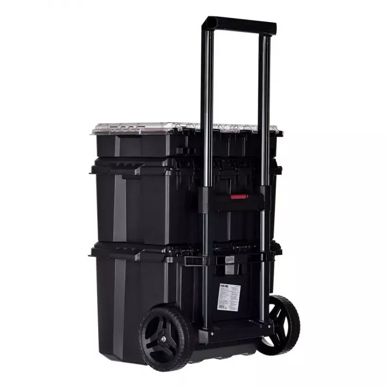 Stapelbare Aufbewahrungsboxen Keter 250927 — Set mit 3 stapelbaren Technopolymer-Organizern mit Rollen und Schloss, 525×694×411 mm, schwarz