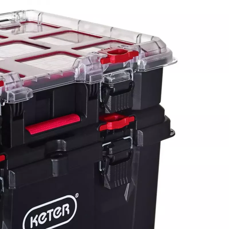 Stapelbare Aufbewahrungsboxen Keter 250927 — Set mit 3 stapelbaren Technopolymer-Organizern mit Rollen und Schloss, 525×694×411 mm, schwarz
