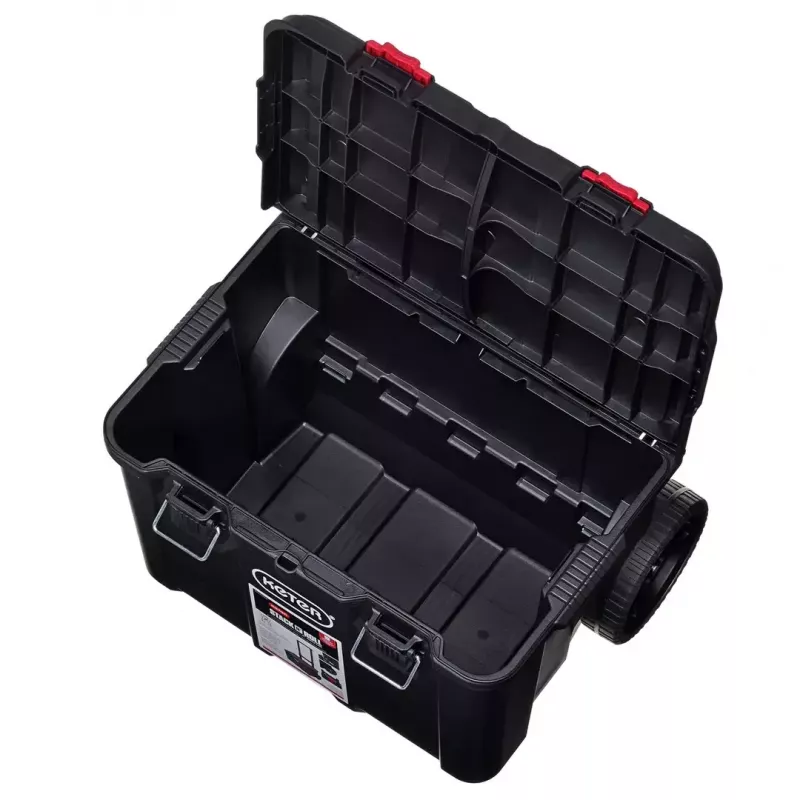 Stapelbare Aufbewahrungsboxen Keter 250927 — Set mit 3 stapelbaren Technopolymer-Organizern mit Rollen und Schloss, 525×694×411 mm, schwarz
