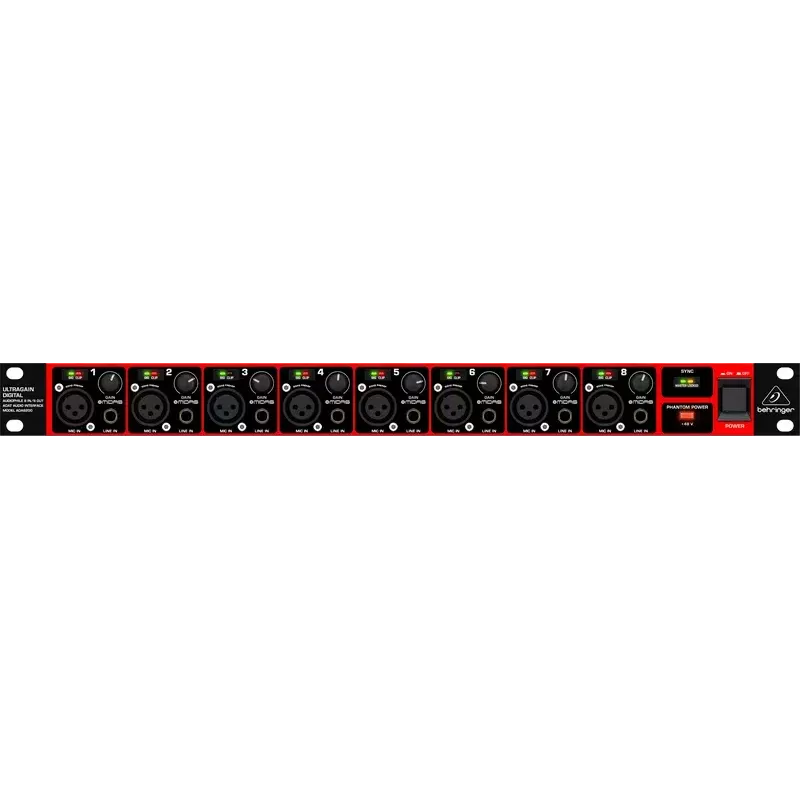 Behringer ULTRAGAIN DIGITAL ADA8200 8-Kanal AD/DA-Wandler, 24-Bit/48 kHz, XLR I/O, rackmontierbar