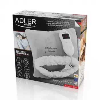 Elektrische Wärmedecke Adler AD 7412 — Fleece-Überwurf für 1 Person, 80 W, 8 Heizstufen, waschbar, Timer, grau