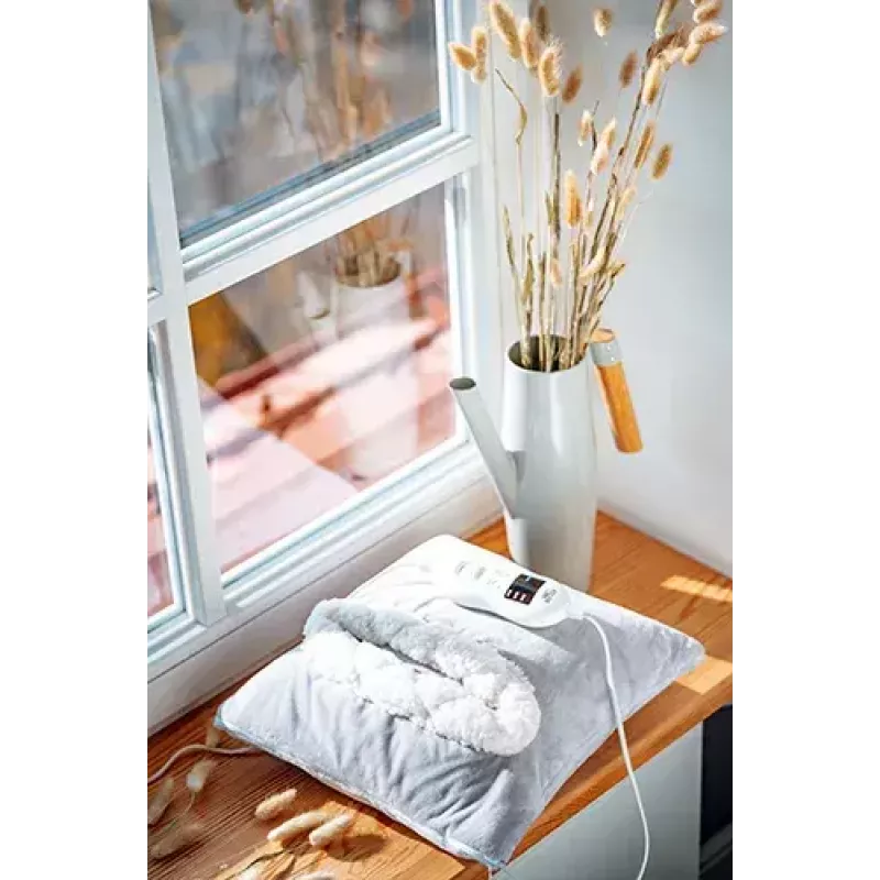 Elektrische Wärmedecke Adler AD 7412 — Fleece-Überwurf für 1 Person, 80 W, 8 Heizstufen, waschbar, Timer, grau