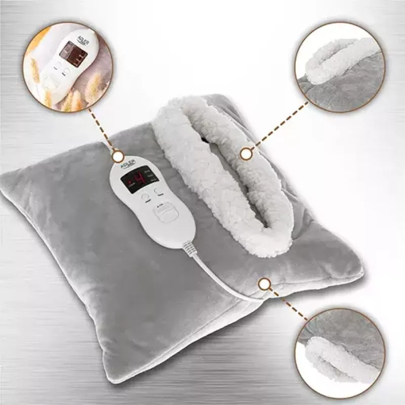 Elektrische Wärmedecke Adler AD 7412 — Fleece-Überwurf für 1 Person, 80 W, 8 Heizstufen, waschbar, Timer, grau