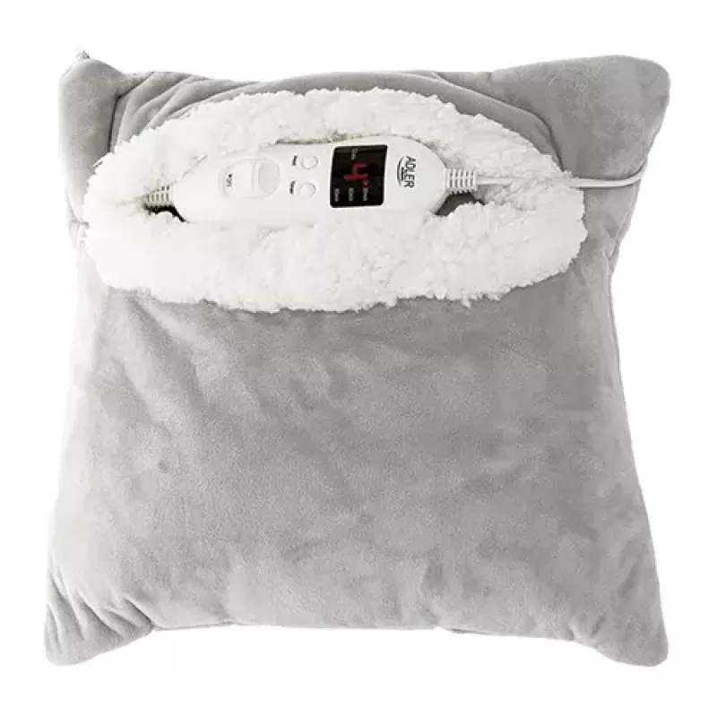 Elektrische Wärmedecke Adler AD 7412 — Fleece-Überwurf für 1 Person, 80 W, 8 Heizstufen, waschbar, Timer, grau