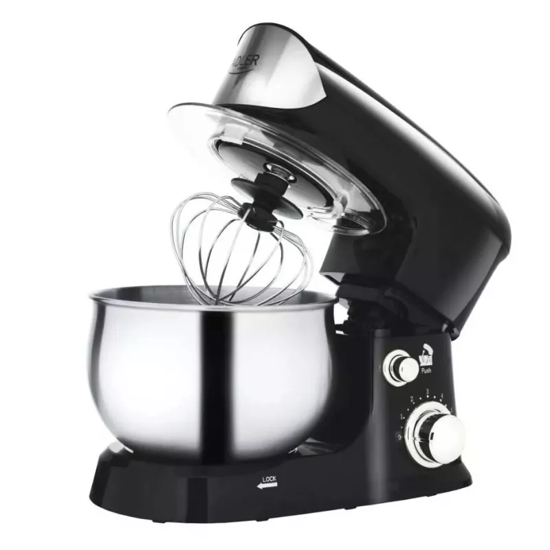 Küchenmaschine Adler AD 4226b — 700 W (max 1200 W), 3 L Edelstahlschüssel, 6 Geschwindigkeiten, Planetenrührwerk