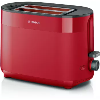 Toaster Bosch TAT2M124 — 2-Scheiben 950 W, rot, Brotzentrierung, Auftauen, Lift