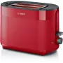 Toaster Bosch TAT2M124 — 2-Scheiben 950 W, rot, Brotzentrierung, Auftauen, Lift