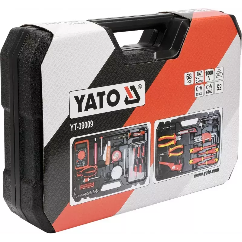 Mechaniker-Werkzeugsatz Yato YT-39009 — 68-teiliger Satz, 1/4-Zoll-Antrieb, schwarzer Koffer