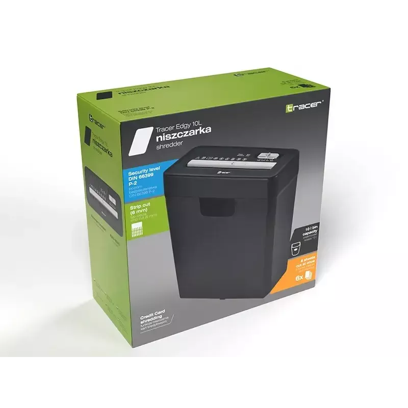 Aktenvernichter TRACER Edge10L Kreuzschnitt, 10-Blatt-Kapazität, 6 mm Schnitt, 10 L Behälter, schwarz