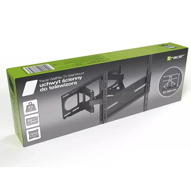 TRACER TRAUCH47656 Wandhalterung – neigbar, flexibler Arm, schwarz, 37-70 Zoll, 40 kg