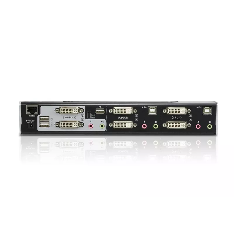 ATEN 2-Port USB DVI Dual-View KVM Switch mit Audio & USB 2.0 Hub (KVM-Kabel enthalten)