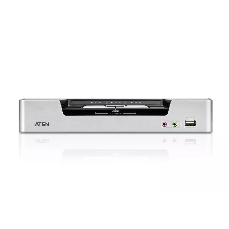 ATEN 2-Port USB DVI Dual-View KVM Switch mit Audio & USB 2.0 Hub (KVM-Kabel enthalten)
