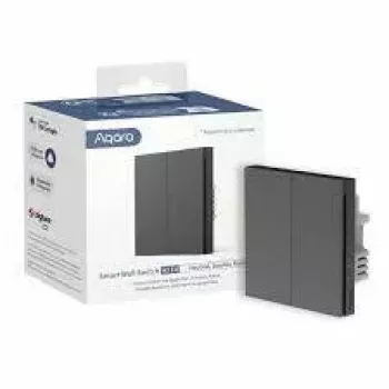 AQARA Smart Wall Switch H1 EU (Mit Neutralleiter, Doppelwippe) (WS-EUK04-G), Grau – Zigbee-Wandschalter mit Doppelrelais