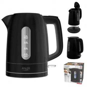Wasserkocher Adler AD 1380B — 1,7 L, bis zu 2200 W, schwarz, 360°-Basis