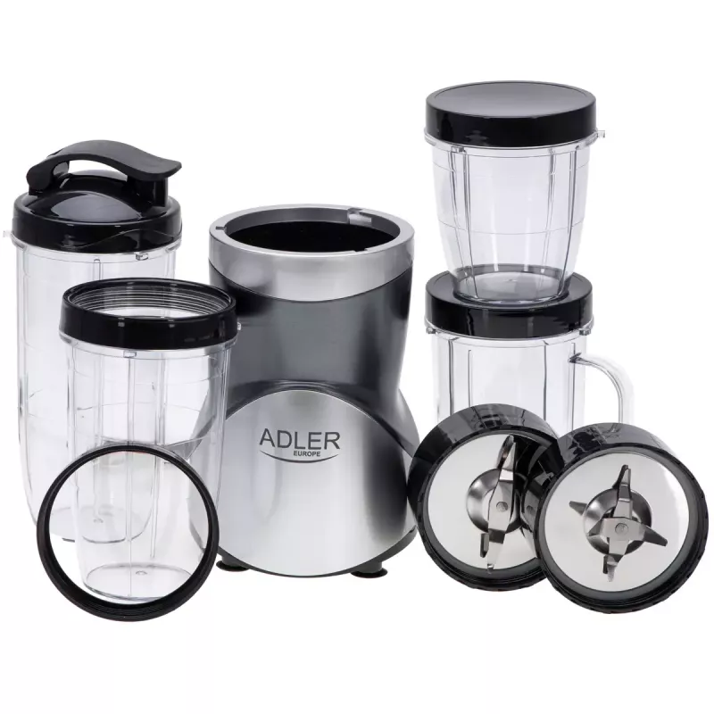 Tischmixer Adler AD 4084 Smoothie Set — 500 W (max. 1200 W), 0,7 l Glaskrug, abnehmbarer Behälter, schwarz