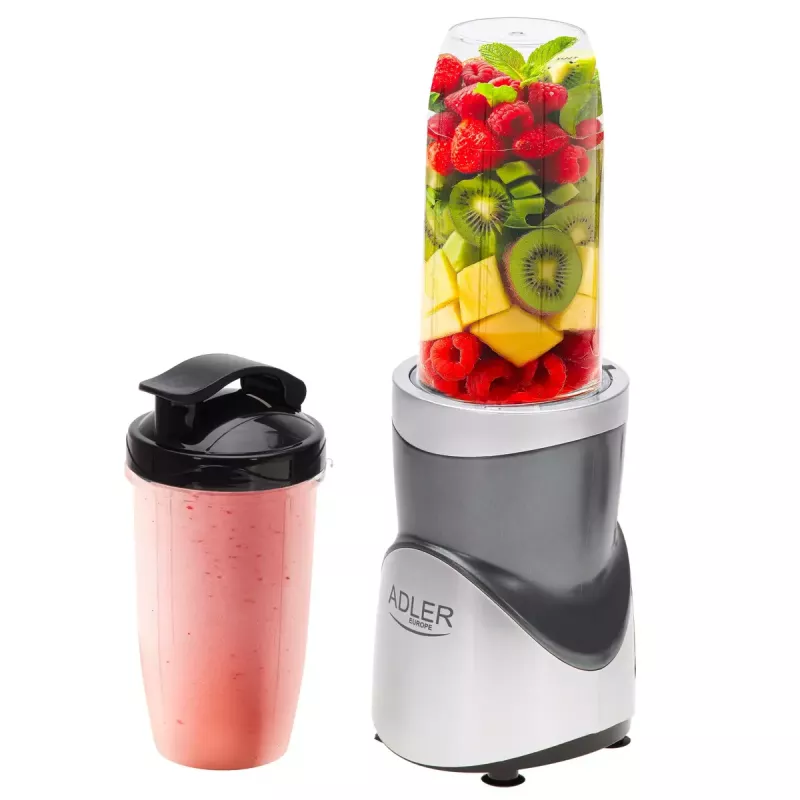 Tischmixer Adler AD 4084 Smoothie Set — 500 W (max. 1200 W), 0,7 l Glaskrug, abnehmbarer Behälter, schwarz