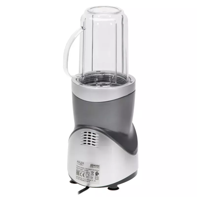 Tischmixer Adler AD 4084 Smoothie Set — 500 W (max. 1200 W), 0,7 l Glaskrug, abnehmbarer Behälter, schwarz
