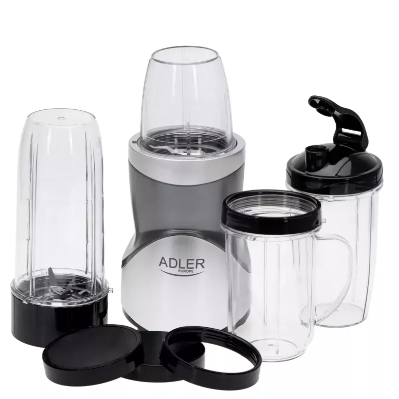 Tischmixer Adler AD 4084 Smoothie Set — 500 W (max. 1200 W), 0,7 l Glaskrug, abnehmbarer Behälter, schwarz