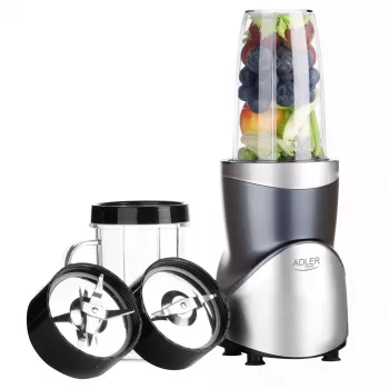 Tischmixer Adler AD 4084 Smoothie Set — 500 W (max. 1200 W), 0,7 l Glaskrug, abnehmbarer Behälter, schwarz